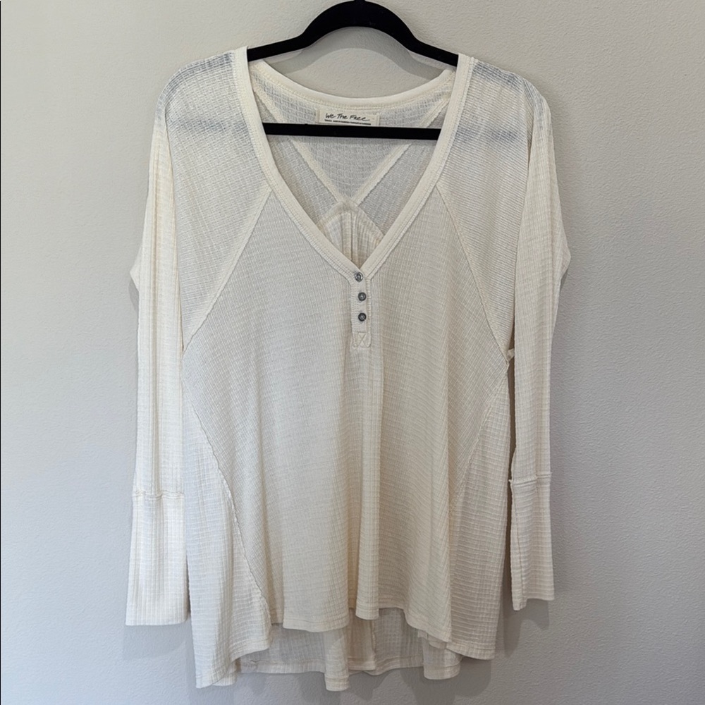 Women's Free People Cream V-Neck Top